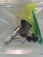 Cyclone (white or black) Pink, Glow & Green/Chart Hoochie (Salmon)